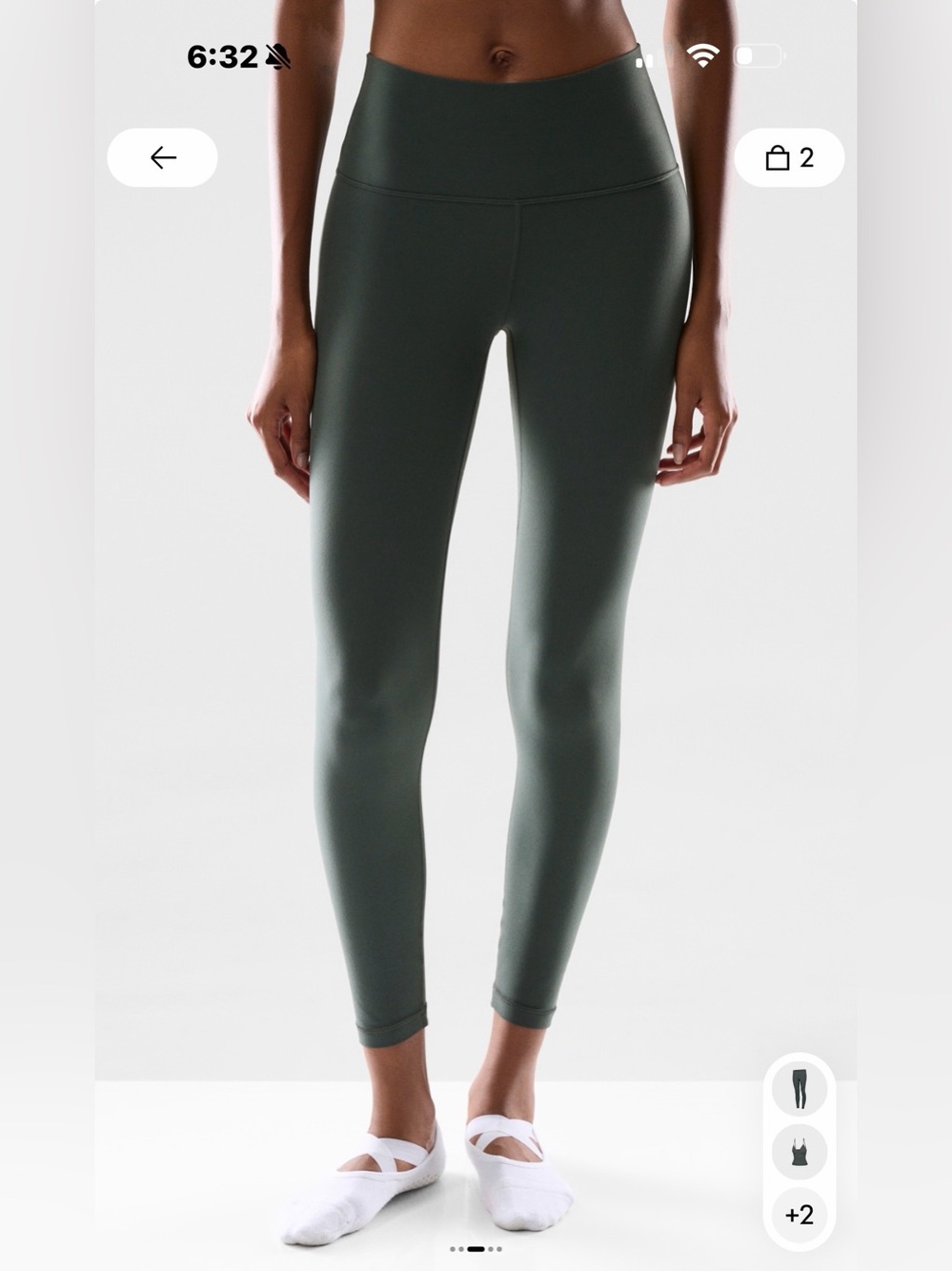 Aritzia Butter Cheeky Hi Rise 24” Leggings, Mineral Green, size 6